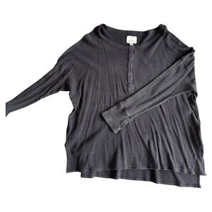 Charcoal Long Sleeve Henley Top